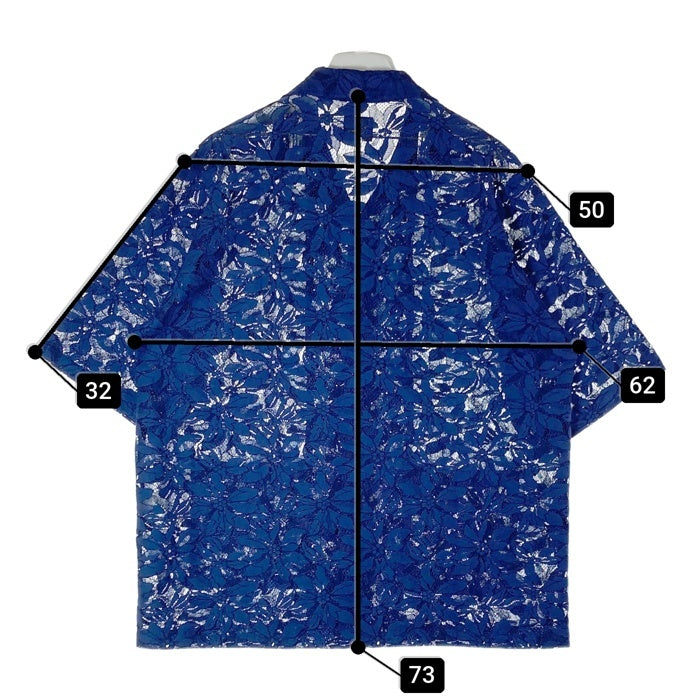 Needles ニードルズ Cabana Shirt カバナシャツ C Pe R Lace Cloth FLOWER フラワーレース 半袖 ブルー MR252 Size L 瑞穂店