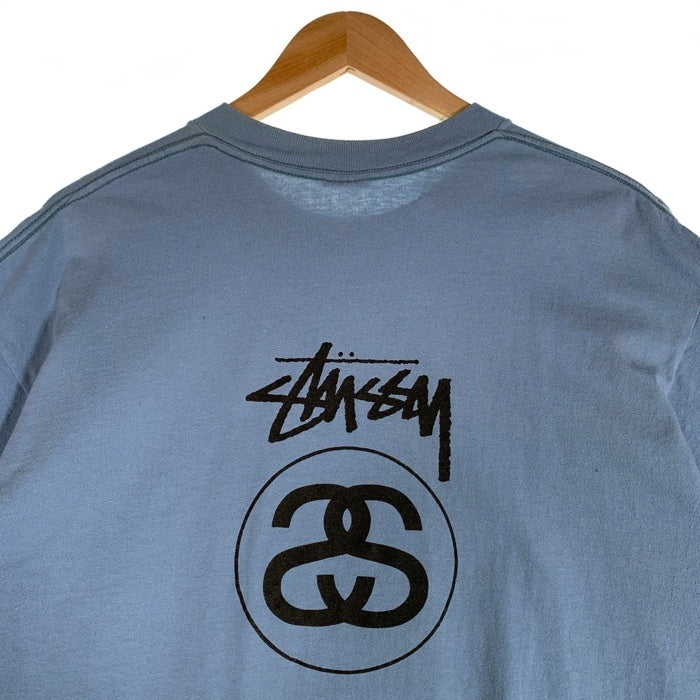 80's STUSSY ステューシー シャネルロゴ 半袖 Tシャツ ライトブルー Size XL 福生店