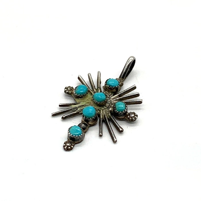 ズニ族 ターコイズ クロス ペンダントトップ シルバー 刻印なし 福生店