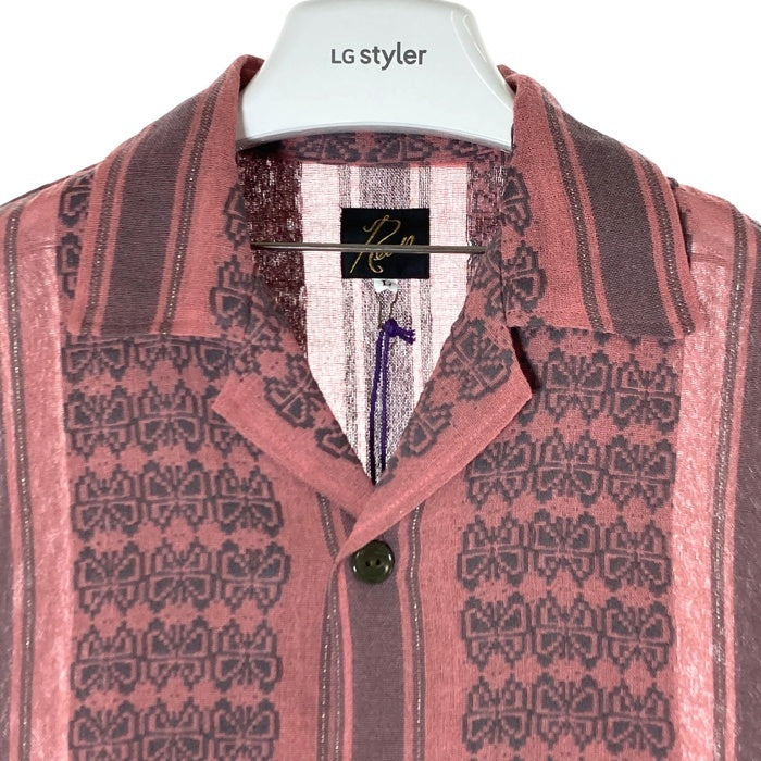 Needles ニードルズ 23SS Cabana Shirt カバナシャツ 開襟 半袖 ジャカード ピンク グレー MR242 Size L 瑞穂店
