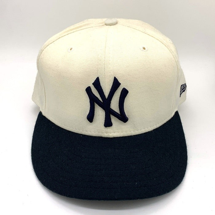 90's New Era ニューエラ 59FIFTY MLB ニューヨーク・ヤンキース 2トーン ウールベースボールキャップ ホワイト ネイビー USA製 Size 7 3/8 (58.7cm) 福生店