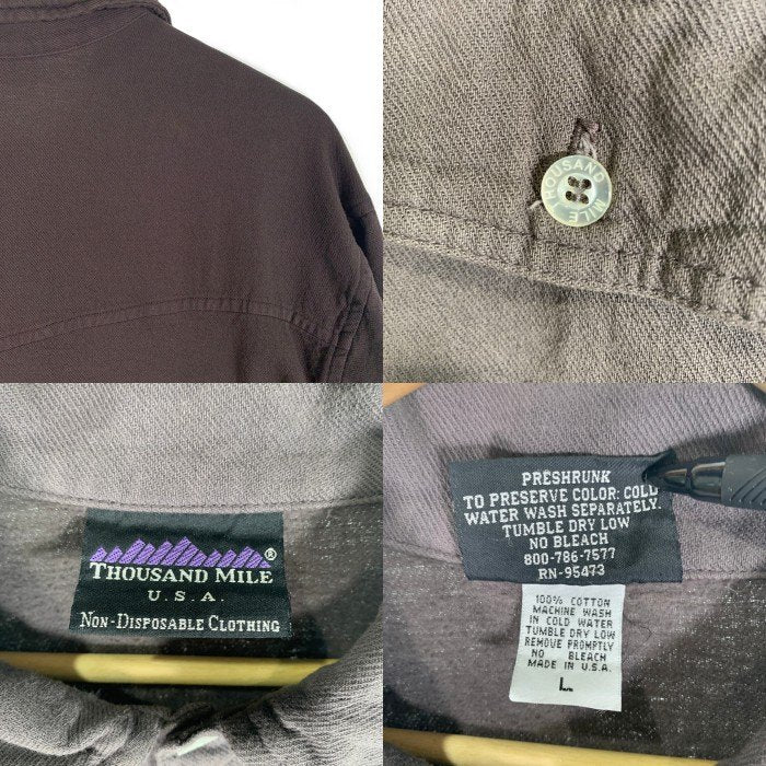 90's THOUSAND MILE サウザンドマイル コットンシャツ チャコールグレー USA製 Size L 福生店