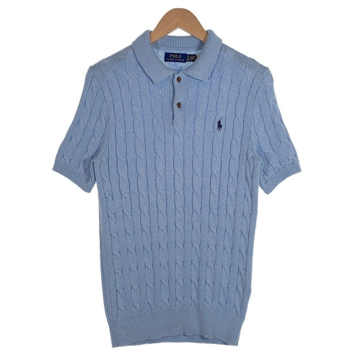 POLO RALPH LAUREN ケーブルニット 半袖 ポロシャツ ライトブルー Size XS 福生店