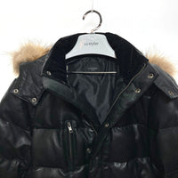 Liugoo Leathers リューグーレザーズ ラムレザー ロングダウンコート ジャケット ファー ブラック Size L 瑞穂店