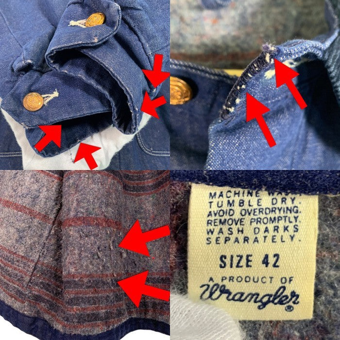 70's Wrangler ラングラー デニム カバーオール ブランケットライナー インディゴ Size 42 福生店
