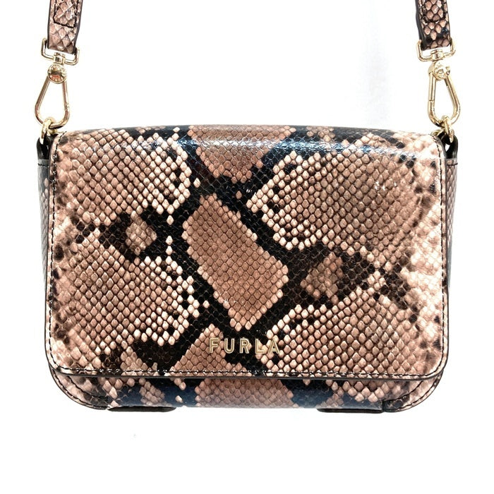FURLA フルラ WB00393 マヤ クロスボディ パイソン柄 ミニショルダーバッグ ブラック 瑞穂店