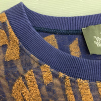 Vivienne Westwood MAN ヴィヴィアンウエストウッドマン VW-LP-86249 パイル地 総柄 リブTシャツ ネイビー size48 瑞穂店