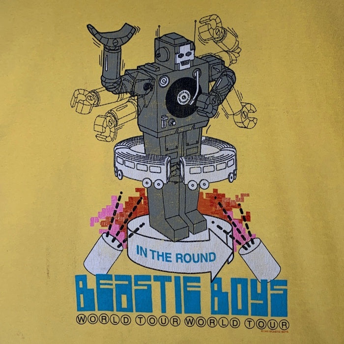 90's BEASTIE BOYS ビースティボーイズ IN THE ROUND TOUR プリントTシャツ イエロー anvil Size L 福生店