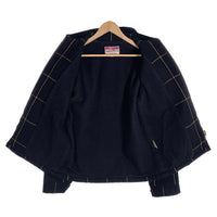 CALEE キャリー 15AW ウール ジップアップジャケット ウィンドウペン 豚革 ブラック CL-15AW038 Size L 福生店