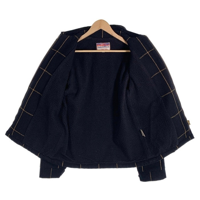 CALEE キャリー 15AW ウール ジップアップジャケット ウィンドウペン 豚革 ブラック CL-15AW038 Size L 福生店