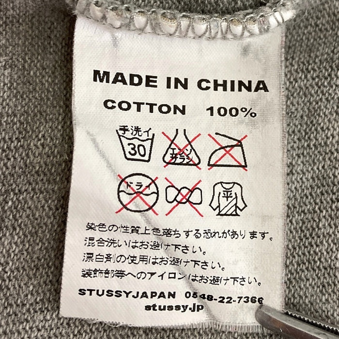 STUSSY ステューシー プリント 七分丈 ロングTシャツ グレー sizeM※ネックダメージあり 瑞穂店