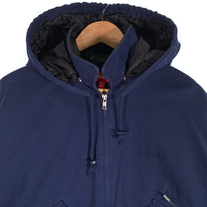SUPREME シュプリーム 24AW Leather Collar Utility Jacket レザーカラー ユーティリティジャケット ワーク ネイビー 3Mシンサレート Size L 福生店