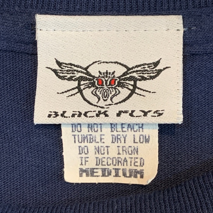 90's BLACKFLYS ブラックフライ プリント Tシャツ ネイビー USA製 Size M 福生店