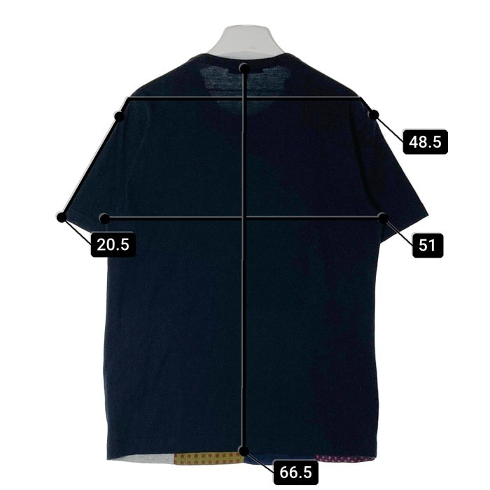 COMME des GARCONS HOMME コムデギャルソンオム HE-T113 AD2009 小紋柄 パッチワーク Tシャツ ネイビー sizeM 瑞穂店