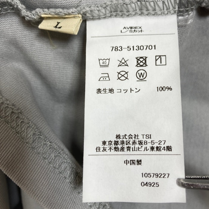 AVIREX アヴィレックス 5130701 WEB LIMITED LINE SPRAY L/S T-SHIRT 刺繍 長袖Tシャツ ライトグレー sizeL 瑞穂店