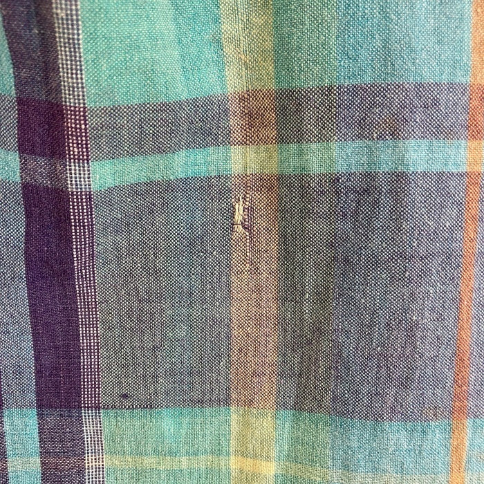 Eddie Bauer エディーバウアー 黒タグ 香港製 マドラスチェック ボタンダウン 半袖シャツ パープルxブルー sizeL 瑞穂店