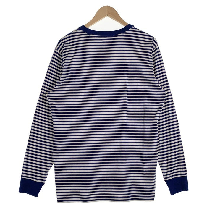 SUPREME シュプリーム 15AW Striped Logo L/S Top ストライプドロゴ ロングスリーブTシャツ ブルー ホワイト ボーダー Size L 福生店
