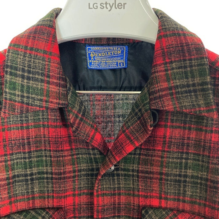PENDLETON ペンドルトン ウール 長袖シャツ 60s チェック ブラックxレッド sizeS 瑞穂店