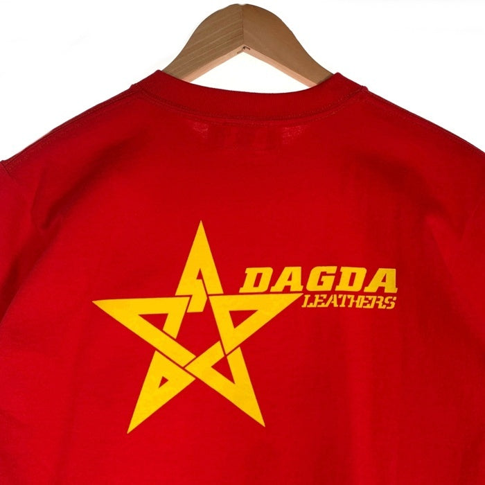 Dagda Leathers ダグダレザーズ プリントTシャツ 袖刺繡 レッド 旧マッコイ 滝沢氏 Size S 福生店