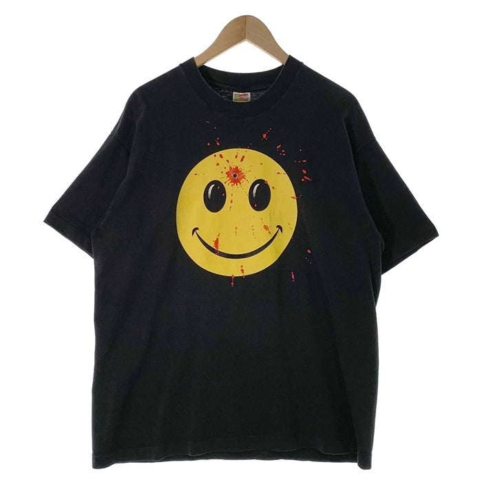 SMILE GUN SHOT Print Tee スマイル ガンショット プリントTシャツ ブラック フルーツオブザルーム2枚タグ Size XL 福生店