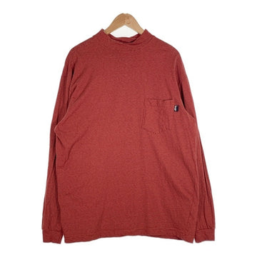 80's STUSSY ステューシー モックネック ボーダーポケットロングスリーブTシャツ レッド USA製 黒タグ Size XL 福生店