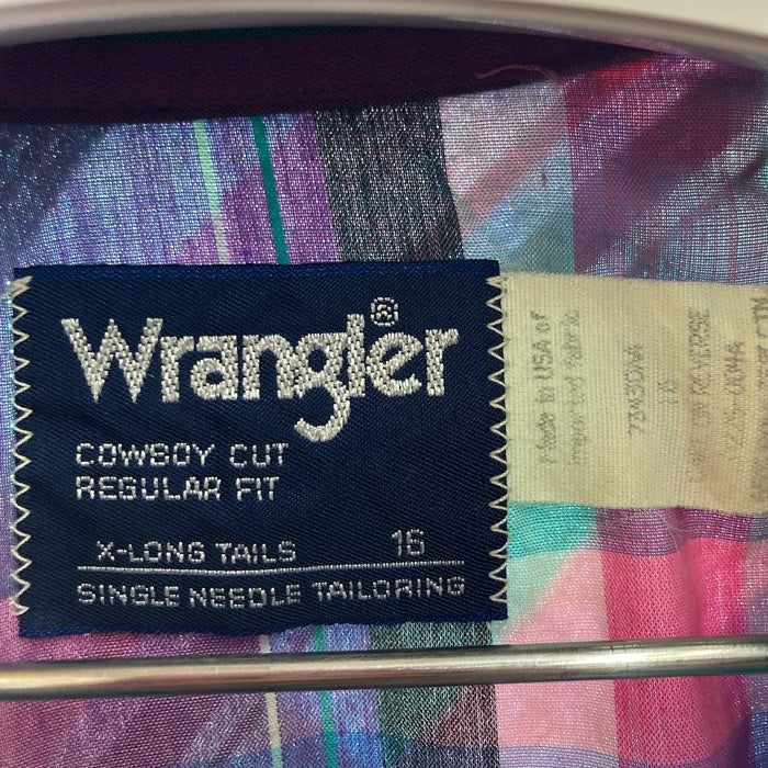 Wrangler ラングラー USA製 90s チェック 半袖ウエスタンシャツ マルチカラー size16 瑞穂店