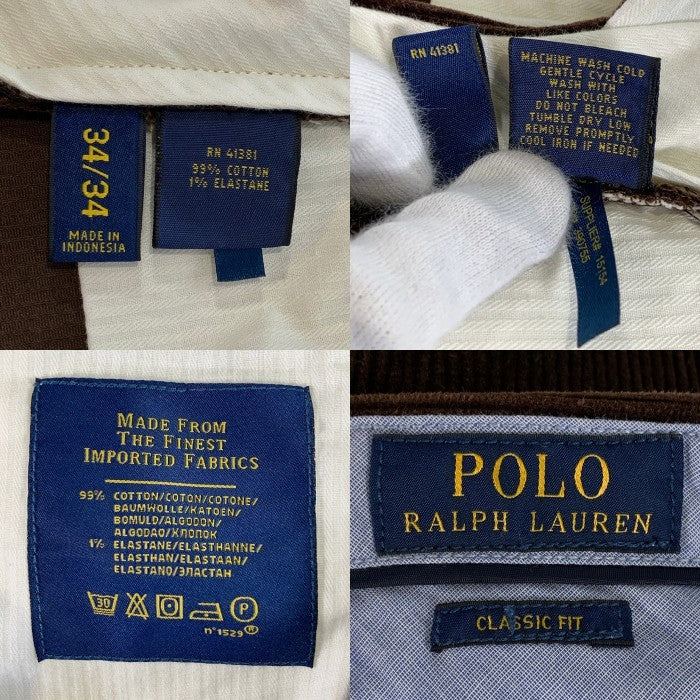 POLO RALPH LAUREN ポロラルフローレン Classic Fit コーデュロイパンツ トラウザー ブラウン Size 34×34 福生店