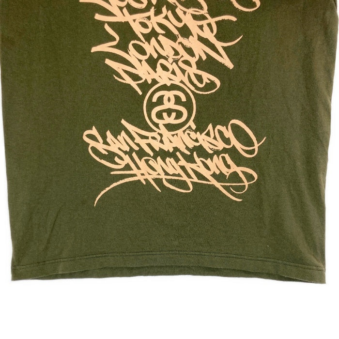 STUSSY ステューシー ワールドツアー Tシャツ カーキ sizeM 瑞穂店