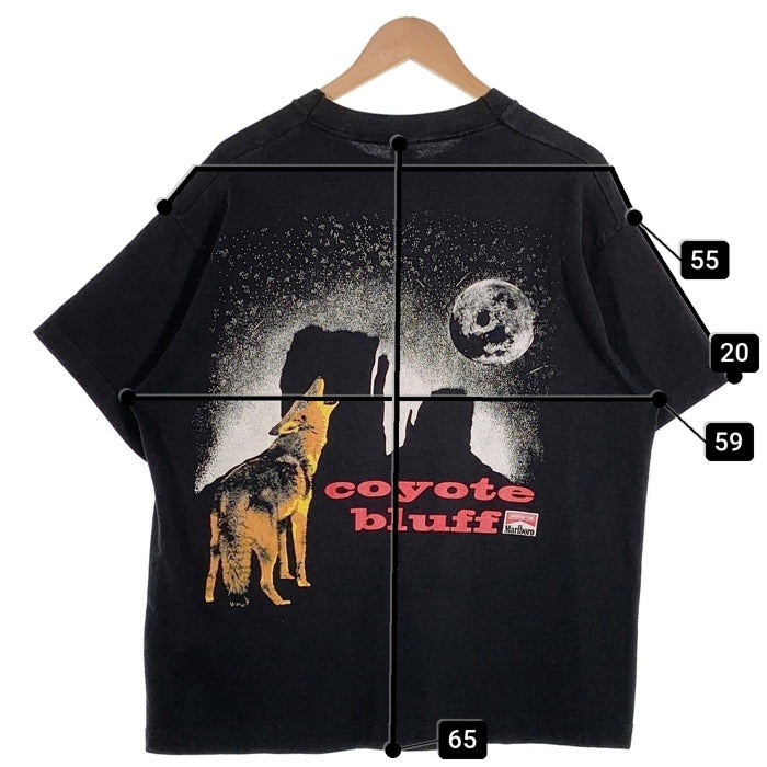 90's Malboro マルボロ コヨーテバックプリント ポケットTシャツ FRUIT OF THE LOOM ブラック USA製 Size XL 福生店