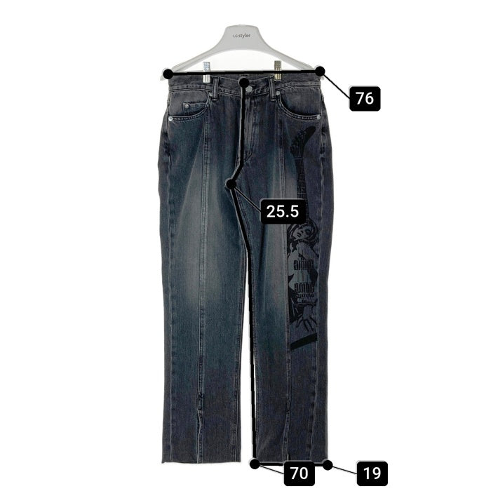 HYSTERIC GLAMOUR ヒステリックグラマー 23AW 01233AP01 GUITAR GIRL ギターガール センタースリット デニムパンツ ブラック size28 瑞穂店