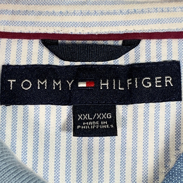 TOMMY HILFIGER トミーヒルフィガー 鹿の子 ボーダー ポロシャツ ブルー Size XXL 福生店