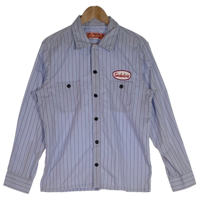 TENDERLOIN テンダーロイン オーバルワッペン ストライプワークシャツ 長袖 ライトブルー Size S 福生店