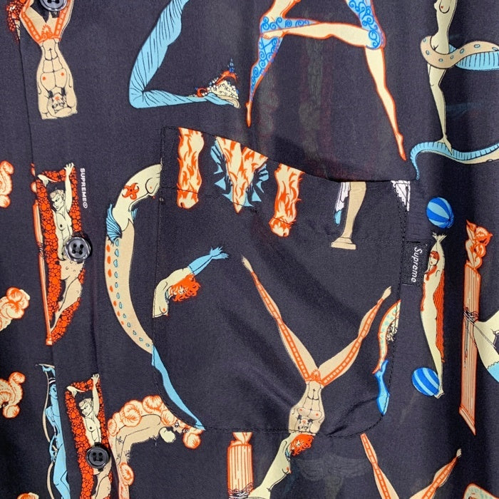 SUPREME シュプリーム 18SS Alphabet Silk Shirt アルファベット シルクシャツ オープンカラー 半袖 ブラック Size XL 福生店
