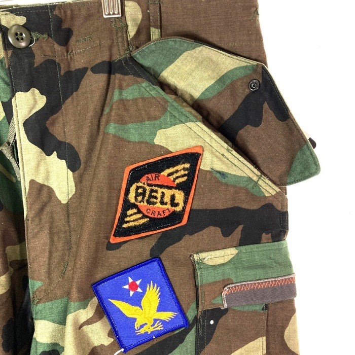 AVIREX アヴィレックス US.ARMY Trousers ペイント ワッペン リメイク カーゴパンツ ウッドランドカモ カーキ sizeL 瑞穂店