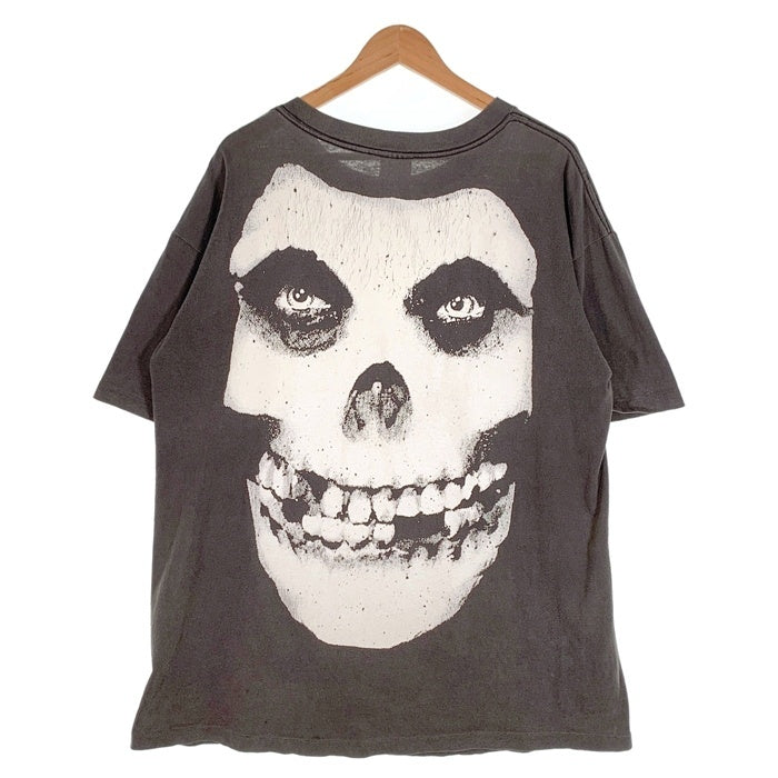 90's MISFITS ミスフィッツ HUGE SKULL 蓄光 スカルプリント Tシャツ ブラック WILD OATS USA製 Size XL 福生店
