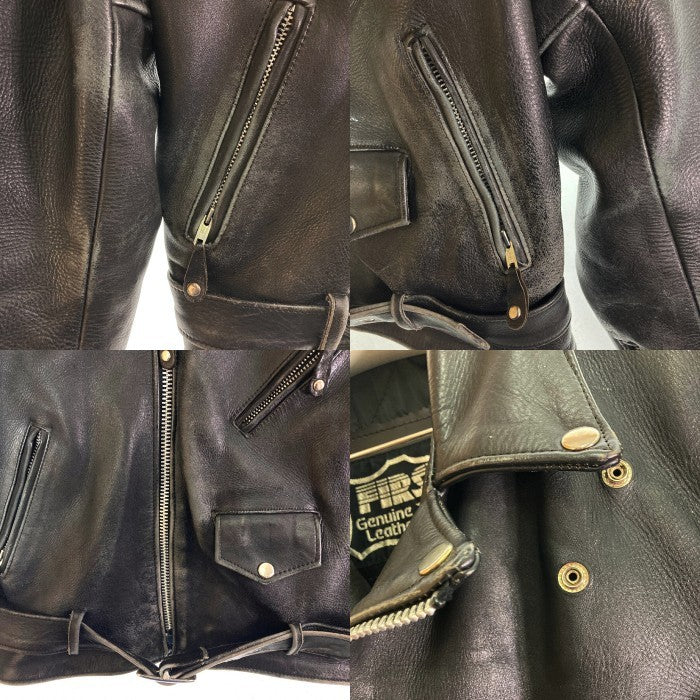 FIRST Genuine Leather ファーストジェニュインレザー ダブルライダースジャケット ブラック size38 瑞穂店