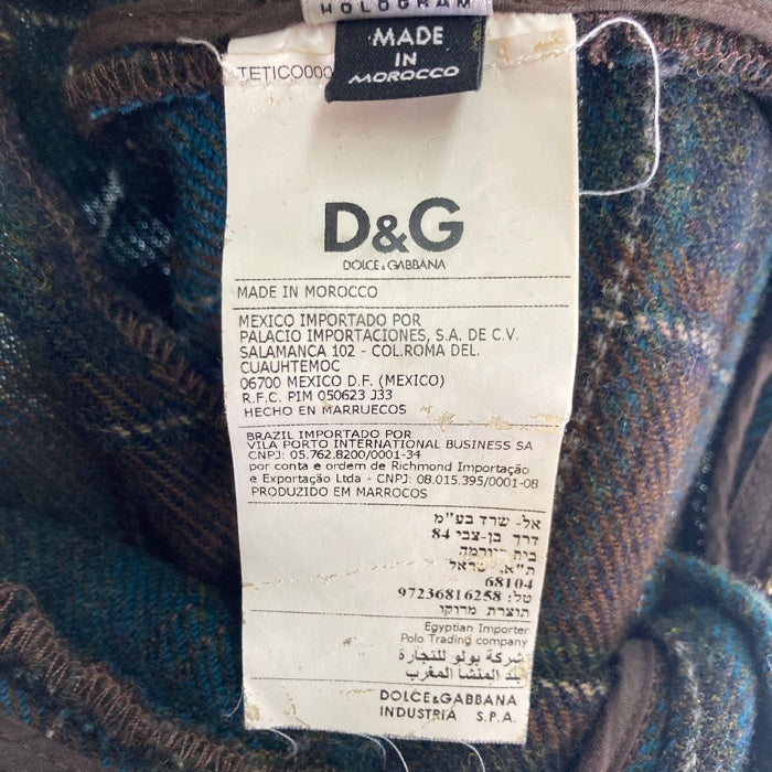 DOLCE&GABBANA ドルチェアンドガッバーナ ダブルウエスト チェック ウール パラシュート カーゴ ボンテージパンツ グリーン size46 瑞穂店