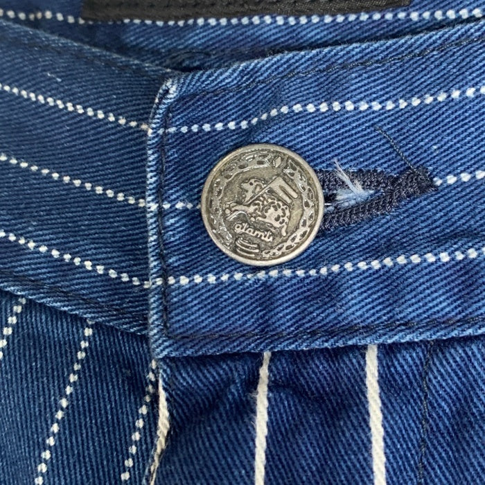 glamb グラム Clump wide denim ウォバッシュ ストライプ パッチワーク ジョガーパンツ 裾リブ インディゴ GB17SM/P10 Size 3 福生店