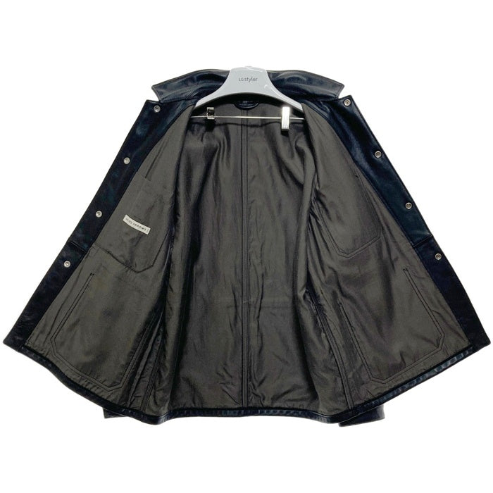 UNITED ARROWS ユナイテッドアローズ シープスキン レザーカバーオール ジャケット スナップボタン ブラック 1125-699-7740 Size M 瑞穂店