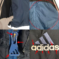 00’s adidas アディダス ジップアップ ナイロンジャケット ブラック ネイビー Size XL (YOUTH) 福生店