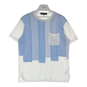 COMME des GARCONS HOMME コムデギャルソンオム HS-T004 AD2016 ストライプ シャツ生地 切り替え Tシャツ カットソー ブルー sizeS 瑞穂店