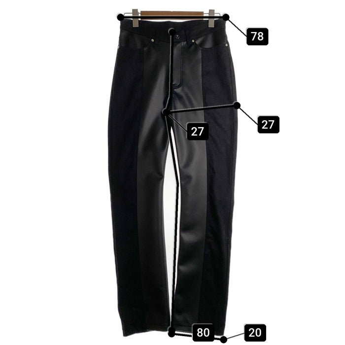 AVALONE アヴァロン 20AW 2TONE MIX PANTS 2トーンミックスパンツ フェイクレザー切替 ブラック A-20AW-DLP Size 1 福生店