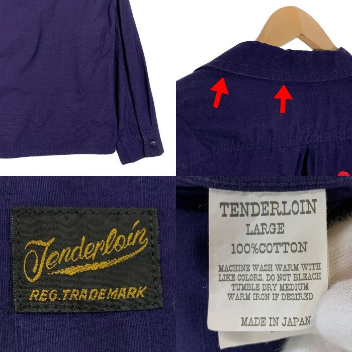 TENDERLOIN テンダーロイン ワークシャツ 長袖 ワッペン チェーン刺繡 ネイビー Size L 福生店