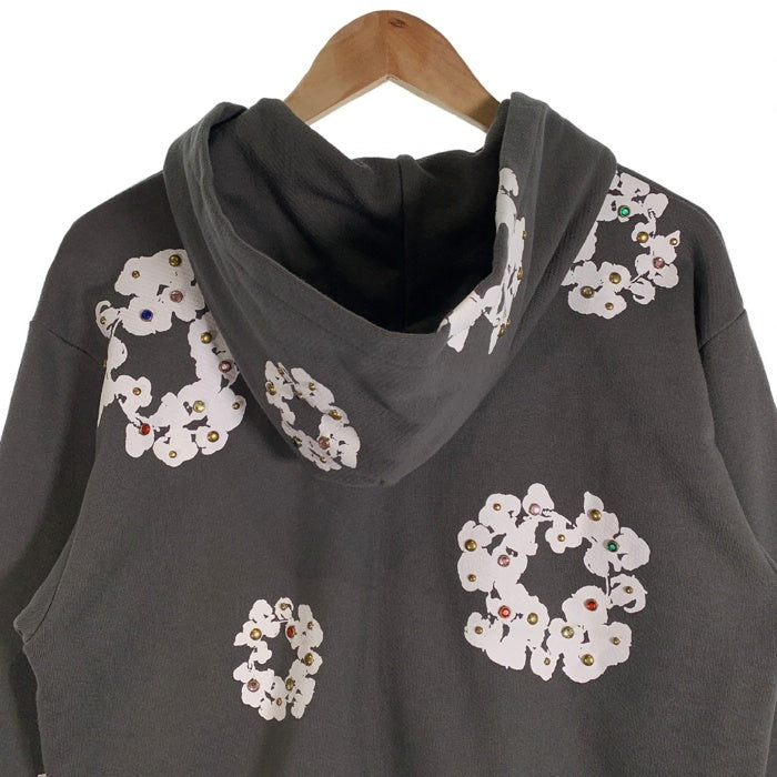DENIM TEARS デニムティアーズ 24SS Rhinestone Cotton Wreath Zip Hoodie ラインストーン コットンリース ジップフーディ スウェットパーカー ヴィンテージブラック Size M 福生店