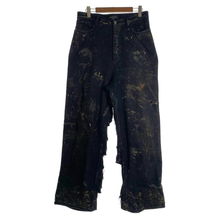 BALENCIAGA バレンシアガ 23SS SUPER DESTROYED BAGGY スーパーデストロイ バギージーンズ ダメージ加工 ブラック 745248 Size S 福生店