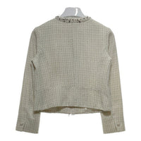 23区 ニジュウサンク ラメツイード ノーカラー ジャケット ホワイト size40 瑞穂店