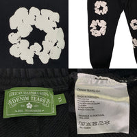 DENIM TEARS デニムティアーズ COTTON WREATH SWEAT PANTS コットンリース スウェットパンツ ブラック フラワーホワイト Size XL 福生店