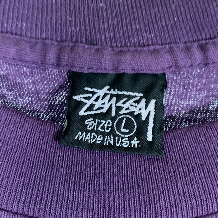 80's STUSSY ステューシー Skull Flouwer スカルフラワー 半袖 Tシャツ USA製 パープル Size L 福生店