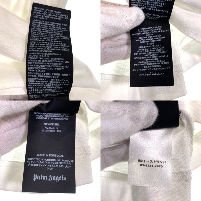 Palm Angels パームエンジェルス Logo Print T-Shirt ロゴプリント モックネック 半袖 Tシャツ フロッキープリント ホワイト PMAA001F18413018 Size S 福生店