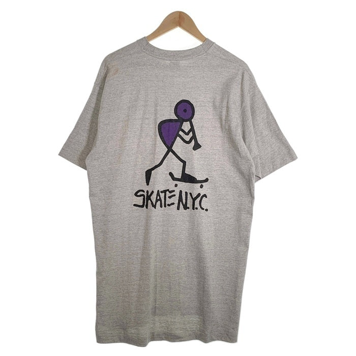 90's SKATE N.Y.C. スケート プリントTシャツ グレー USA製 フルーツオブザルーム Size XL 福生店